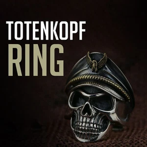 Totenkopf als Ring verstellbar Schädel Finger Herrenring Kopf Öffnung Edelstahl - Bild 1 von 6