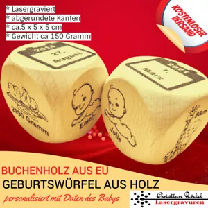 Geburtswürfel aus Holz - Taufe - Baby - Geschenk - Geburt Freude - Bild 1 von 4