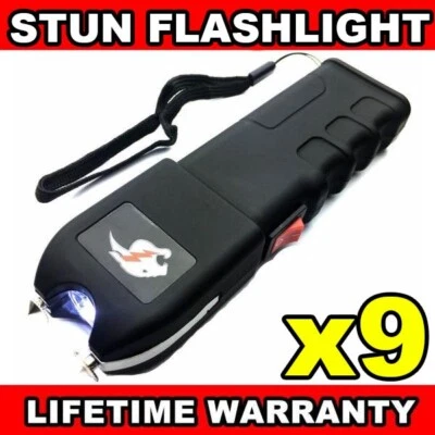 CHEETAH 9PC Tactical Stun Gun 999MV Rechargeable Law Enforcement LED Flashlight Security