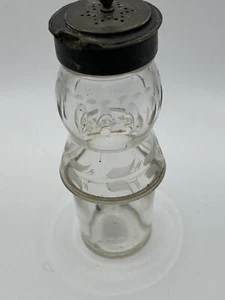 Antique Manganese Glass Salt Shaker Etched - Picture 1 of 14