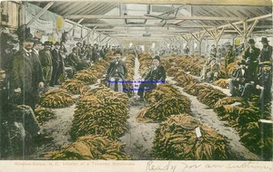 1911 Tobacco Warehouse Interior Winston-Salem Carolina del Norte PstCrd enviado a Iowa - Imagen 1 de 2