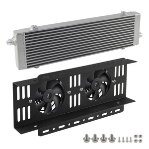 Universal Cross Flow Large AN10 Oil Cooler Bar&Plate SL+ Dual 5.5'' Electric Fan - Picture 1 of 10