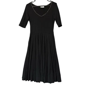 Maiocchi Black Midi Dress Size 10 Stretch A Line Made in Australia Bamboo - Bild 1 von 17