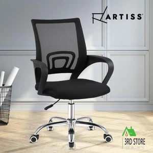 Artiss Office Chair Gaming Chair Computer Mesh Chairs Executive Mid Back Black - Picture 1 of 6