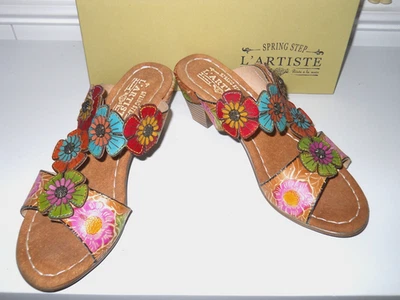 Sapatos divertidos de verão L'Artiste by Spring Step - bronzeado multicolorido tamanho 39 (EUA 8.5) NOVO NA CAIXA - Imagem 1 de 4