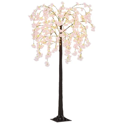 HOMCOM 180cm Cherry Blossom Tree Light with 350 LED Lights Fake Sakura Tree - Image 1 of 4