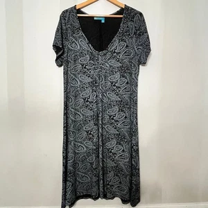Vestido Fresh Produce XXL Informal Boho Cachemira Negro Gris Midi Fluido Elástico EE. UU. - Imagen 1 de 8