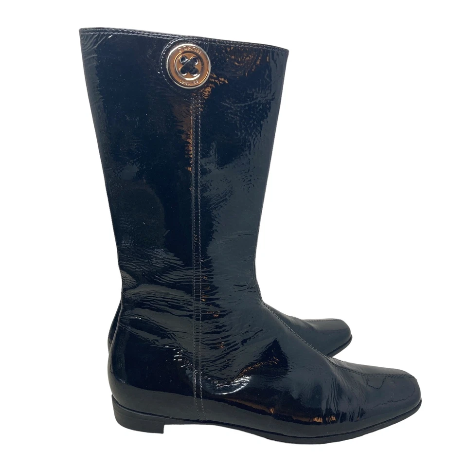 Botas Coach Trystan para mujer 7M negras charol suave pantorrilla planas  Foto 1 de 4