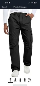 Herren Cargo Arbeitshose Freizeit mit Taschen Baumwolle Gerader Gummibund 3XL Schwarz - Bild 1 von 6