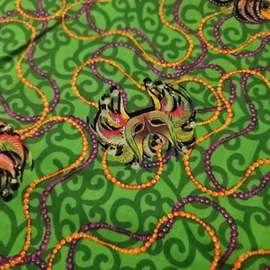 Fabric Mardi Gras Masks Beads  New Orleans Print 44 Inch By The Yard - Picture 1 of 3