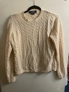 EL Daws Kaschmirpullover mit Zopfmuster und Rundhalsausschnitt in Hellgelb Large - Bild 1 von 4