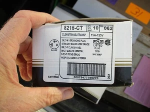 3 Leviton Device 8215CT 15A, 120VAC 2P 3 W Straight Blade Plug Hospital grade - Picture 1 of 4