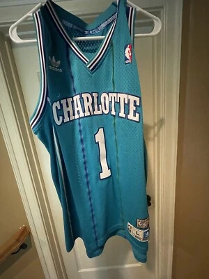 Muggsy Bogues Vintage Adidas Swingman Charlotte Hornets Teal NBA Jersey - Image 1 of 2