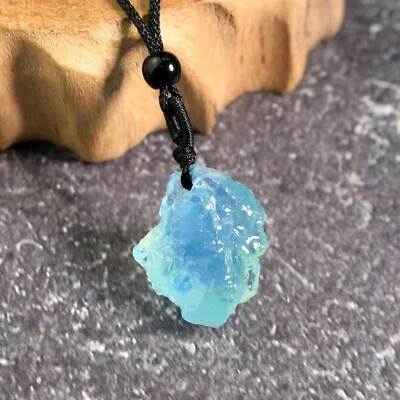 Natural Raw Aquamarine Blue Gems Pendant Healing Reiki Amulet Unisex Necklace - Image 1 of 4