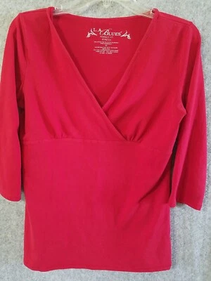 Blusa Top Pullover Manga 3/4 Calce Perfecto Roja LA Azul Mujer M #657 Foto 1 de 4