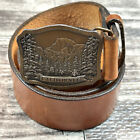 Indiana Metal Craft California Brass Belt Buckle w/ Leather Belt Size 38 VINTAGE
