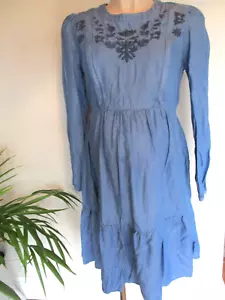 SERAPHINE MATERNITY & NURSING DENIM BLUE EMBROIDERED DRESS SIZE 10 - Picture 1 of 3