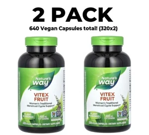 Nature's Way, Vitex Fruit, 2 PACK, 400 mg por porción, 320 cápsulas veganas cada una - Imagen 1 de 3