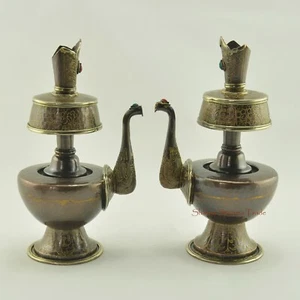 Juego de Jarrón Ritual Budista Tibetano Bhumpa 8" - Cobre Oxidado con Anillos de Latón - Imagen 1 de 6