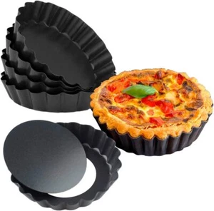 6 Pack 4 Inch Mini Tart Pan Set with Removable Bottom Mini Pie Pans - Picture 1 of 4