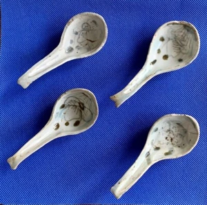 4 Antique Qing Dynasty 1644-1911 Shipwreck Cargo Chinese Unique Porcelain Spoons - Picture 1 of 6