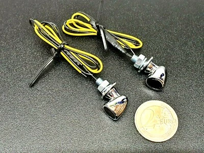 Mini Led Blinker Bullet Custom Bobber Alu-Gehäuse chrome E-geprüft  - Bild 1 von 3