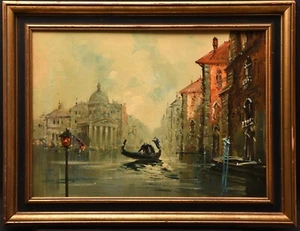 Venezianische Kanalszene Öl auf Karton Gemälde - Bild 1 von 1