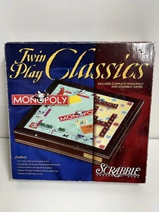 Caja de madera Twin Play Classics Monopoly/Scrabble NO completa Hasbro 2000 - Imagen 1 de 6