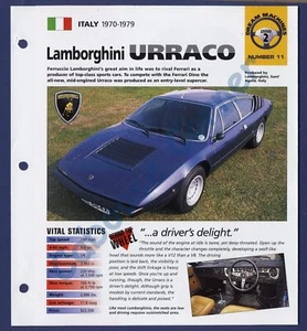 Lamborghini Urraco IMP Hot Cars Brochure Specs 1970-1979 Group 2 , No 11 - Picture 1 of 3