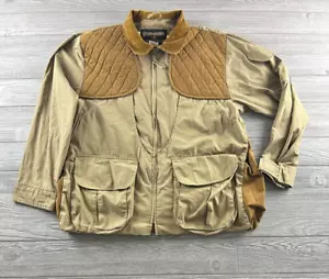 Gamehide Hunting Jacket Mens Large Beige Game Bag Ammo Pockets Corduroy Trim - Picture 1 of 10