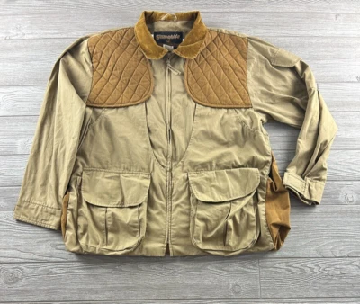 Gamehide Hunting Jacket Mens Large Beige Game Bag Ammo Pockets Corduroy Trim - Image 1 of 4