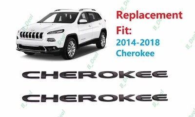 Emblema preto fosco 2 peças porta letras Cherokee ajuste para 2014-2018 Cherokee - Imagem 1 de 4