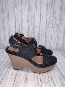 Womens Size 8 Marni Wedge Heels Grey Jeweled - Picture 1 of 8