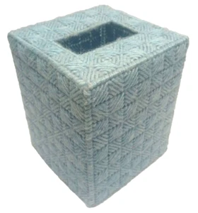 Handmade Needlepoint Plastic Canvas Blue Kaleidoscope Pattern Tissue Box Cover - Picture 1 of 8