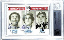1979 Topps KEVIN BASS, NED YOST & EDDIE ROMERO Signed Auto RC Card BAS Slabbed
