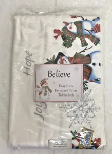 Benson Mills Believe Snowman Engineered Printed Jacquard Christmas Tablecloth - Picture 1 of 4