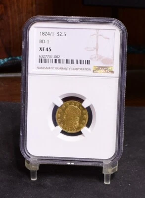 1824/1 Gold $2.50 Liberty Quarter Eagle - BD-1 - NGC XF45 (#57033-L) - Image 1 of 4