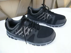 Reebok Sublite Black Leather Microweb Work/Athletic Steel Toe Oxford Shoes 12 M - Picture 1 of 10