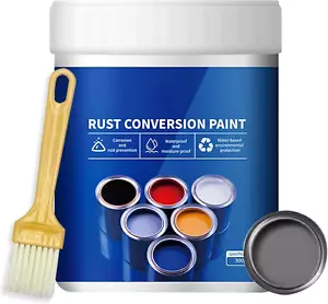 Rust Converter for Metal, 300G Weatherproof Paint Water-Based with Brush (Gray) - Picture 1 of 12