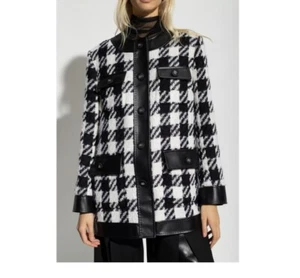 DOLCE & GABBANA Black White Wool Leather Trench Coat Jacket Pockets 42IT UK10 M - Picture 1 of 5