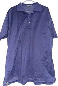 Camisa Polo Peter Millar Para Hombres 100% Algodón Talla XL Azul Periwinkle Tejido Diamantes - Imagen 1 de 6