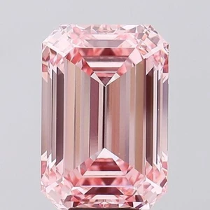 Solitaire Emerald Cut 1 CT Lab Grown Diamond Pink Color VVS1 Certified Loose - Picture 1 of 6