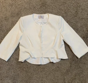 Seraphine Luxe Maternity Ivory Cropped Peplum Jacket - Size 6 - Picture 1 of 6