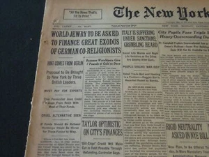 1936 JAN 6 NEW YORK TIMES - WORLD JEWRY ASKED TO FINANCE GREAT EXODUS - NT 6712 - Picture 1 of 2