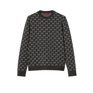 GUCCI $1700 Dark Grey And Black GG Shadow Wool Jacquard Sweater New/Authentic - Picture 1 of 2