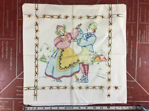 Vintage 1940's Vogart Pillow Cover Emroidered Dutch German Needle Mountains - Picture 1 of 6