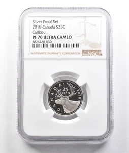2018 Canada 25 Cents Silver Caribou Silver Proof Set PF70 UCAM NGC *3778 - Picture 1 of 3