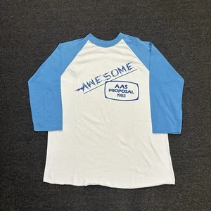 T-shirt baseball vintage manica 3/4 anni 70 80 taglia media blu cipria - Foto 1 di 7