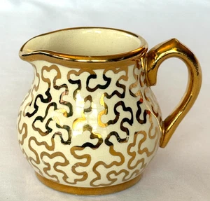 Brocca da tè vintage anni 50 SUDLOWS BURSLEM 3" CERAMICA CREMA LATTE ORO INGHILTERRA 0657 - Foto 1 di 16