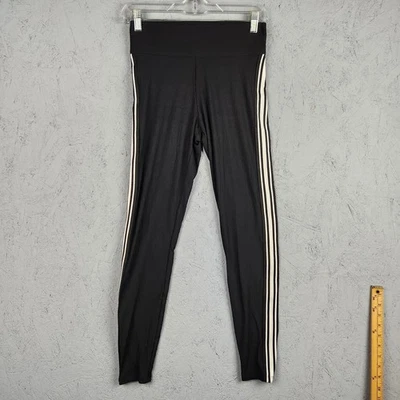 Leggings Express Feminina Pequena Preta Cintura Alta Tornozelo Elástico Listra Lateral com nervuras - Imagem 1 de 4